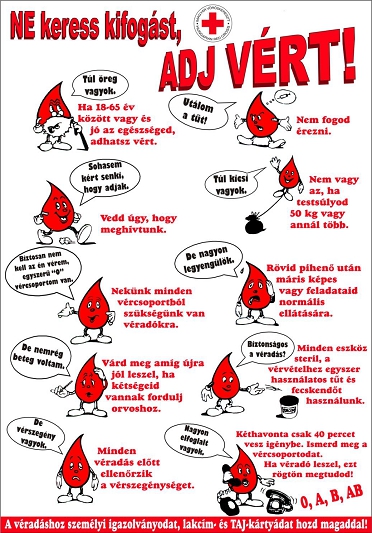 A Magyar Vöröskereszt véradásra felhívó plakátja.